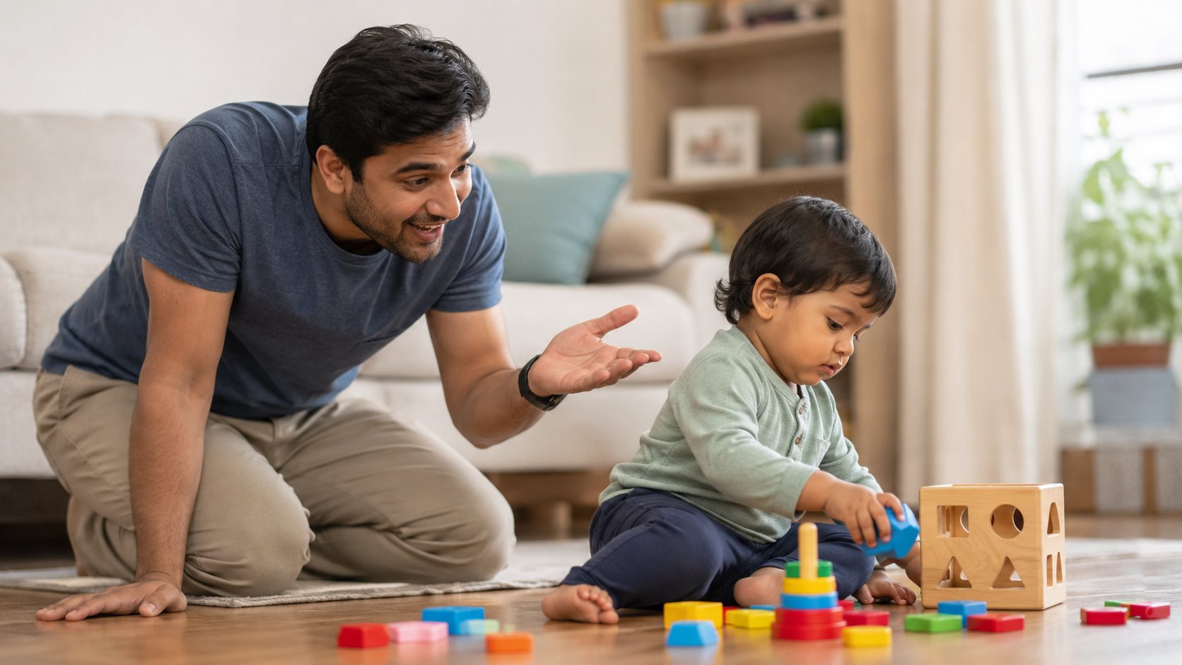 Parent trying to get toddler's attention